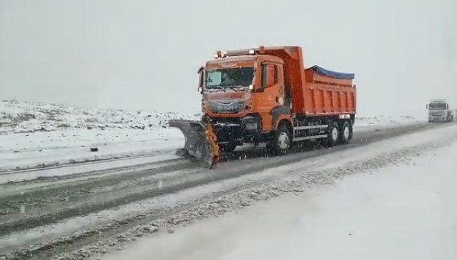 Tendürek Geçidi'nde kar yağışı trafikte aksamalara neden oluyor