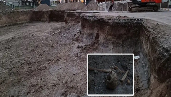 Van'da okul bahçesinde yapılan kazıda insan kemikleri bulundu