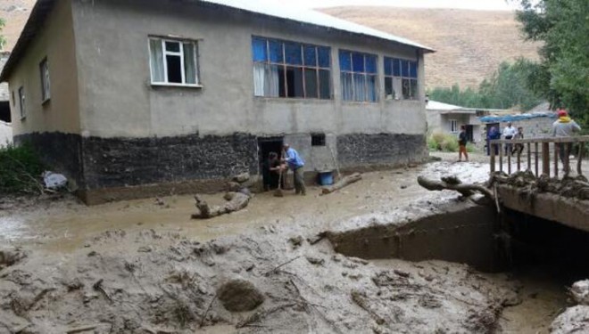 Yağışın olmadığı köyü, yayladan gelen su bastı; 2 at öldü!