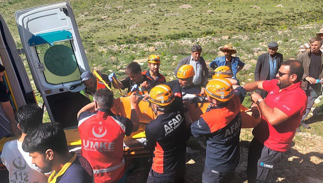 Gevaş'ta kayalıklardan düşerek mahsur kalan 2 kişi kurtarıldı
