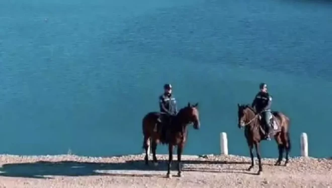 Atlı jandarma timleri Zernek Barajı’nda devriyede