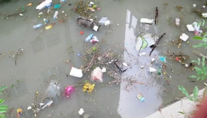 Şamram Kanalı'nda çöp birikintisi!