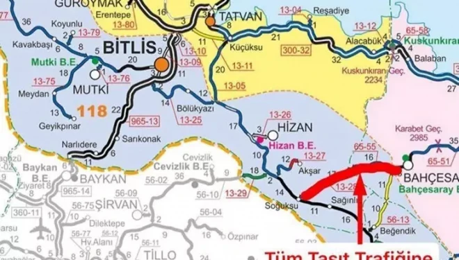 Bahçesaray-Hizan yolu geçici olarak ulaşıma kapatıldı