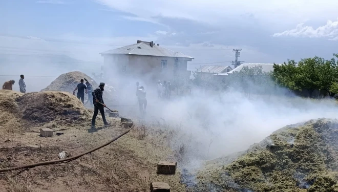 Erciş’te 20 ton saman yandı
