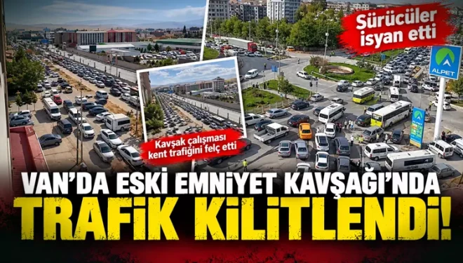 Van’da Eski Emniyet Kavşağı’nda trafik kilitlendi: Sürücüler isyan etti