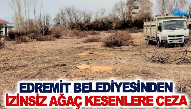 Edremit Belediyesinden izinsiz ağaç kesenlere ceza