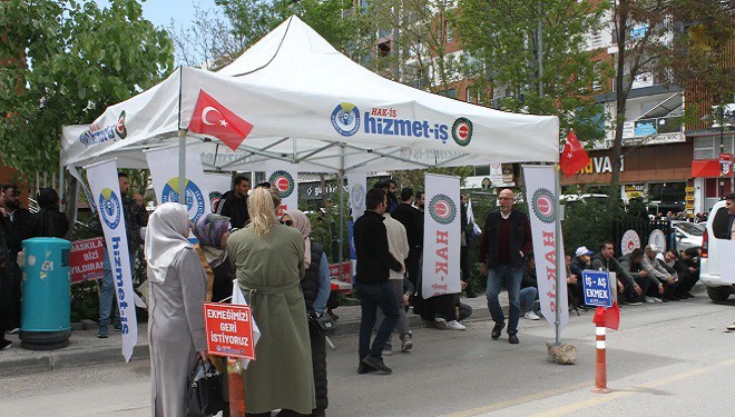 Hizmet-İş'ten İpekyolu Belediyesi önünde çadır eylemi