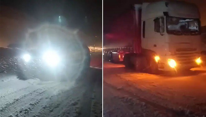 Hakkari’de tipide araçlar yolda mahsur kaldı