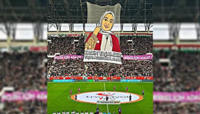 Amedspor taraftarından Rojin Kabaiş pankartı