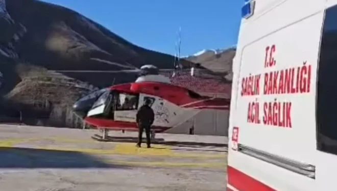 Hamile kadın ambulans helikopterle Van’a getirildi