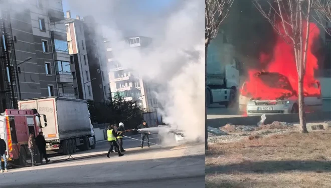 Van’da otomobil bir anda alev aldı!