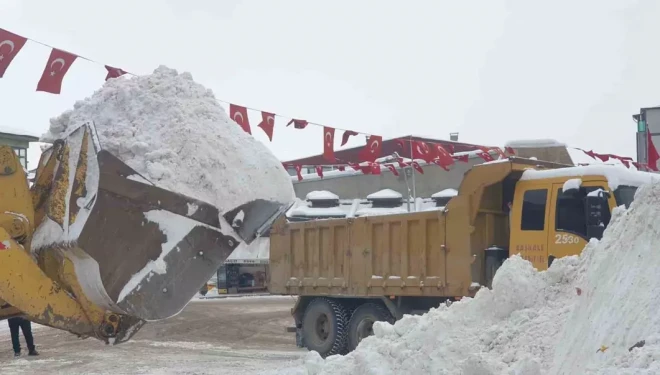 Başkale’de kış sert geçiyor, kar yığınları kamyonlarla ilçe dışına taşınıyor