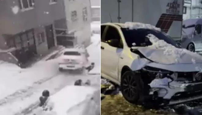 Araç kartopu oynayanlara çarptı: 2 çocuk yaralandı!