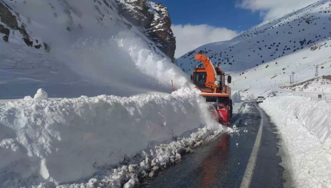 Van-Çatak yoluna düşen çığ temizleniyor