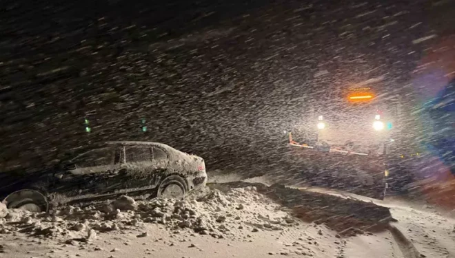 Başkale’de yoldan çıkan otomobil kara saplandı