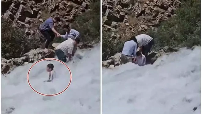Akıntının ortasında kalan çocuk
