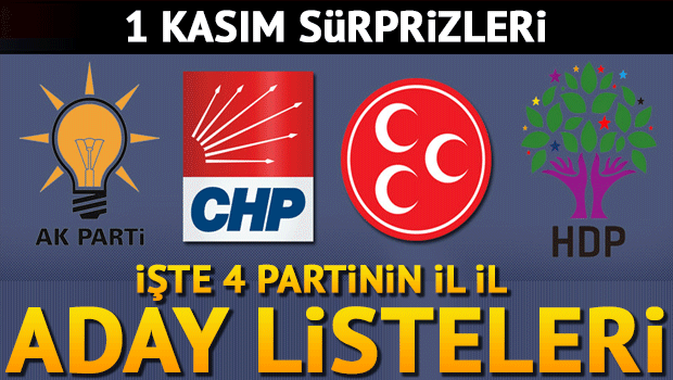 İl il yeni milletvekili listesi Partilerin il il milletvekili listesi